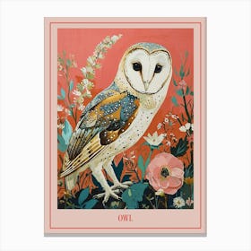 Floral Animal Painting Owl 2 Poster Canvas Print