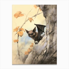 Storybook Animal Watercolour Bat Canvas Print