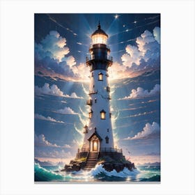 A Lighthouse In The Middle Of The Ocean 1 Canvas Print