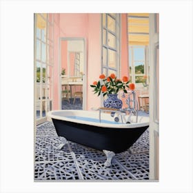 A Bathtube Full Of Carnation In A Bathroom 4 Canvas Print