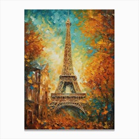 Eiffel Tower Paris France Vincent Van Gogh Style 22 Canvas Print