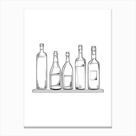 Bottles Of Liquor On A Shelf Canvas Print