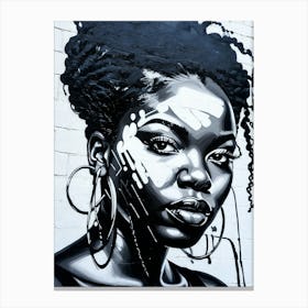 Graffiti Mural Of Beautiful Black Woman 276 Canvas Print