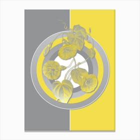 Vintage Morning Glory Botanical Geometric Art in Yellow and Gray n.299 Canvas Print