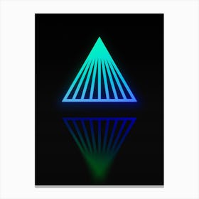 Neon Blue and Green Abstract Geometric Glyph on Black n.0280 Canvas Print