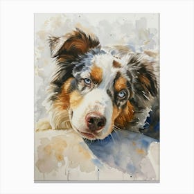 Australian Shepherd Dog Watercolor Painting 1 Canvas Print