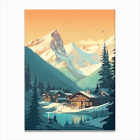Banff Sunshine Village   Alberta, Canada   Colorado, Usa, Ski Resort Illustration 3 Simple Style Canvas Print