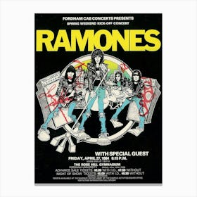 Ramones 1984 Concert Poster Iconic Rose Hill Gymnasium Wall Art Punk Rock Legends Decor Canvas Print