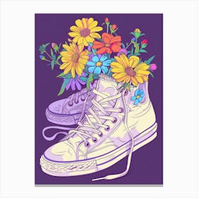 Retro Sneakers With Flowers 90s 6 Canvas Print