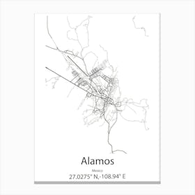 Alamos,Mexico Minimalist Map Canvas Print