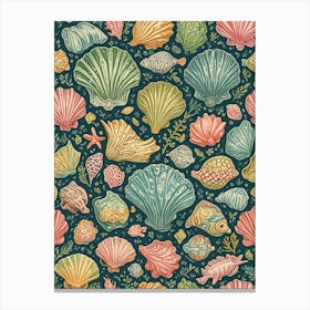Rainbow Sea Shells Pattern Canvas Print