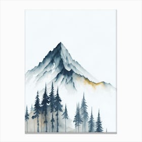 Mountain And Forest In Minimalist Watercolor Vertical Composition 166 Canvas Print