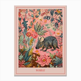 Floral Animal Painting Wombat 3 Poster Canvas Print