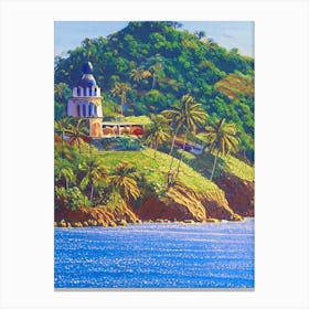 San Juan Del Sur Nicaragua Pointillism Style Tropical Destination Canvas Print