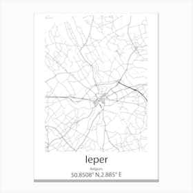 Ieper,Belgium Minimalist Map Canvas Print