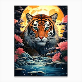 Tiger In The Moonlight 3 Canvas Print