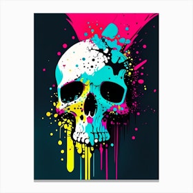Skull With Splatter Effects 3 Pop Art Canvas Print