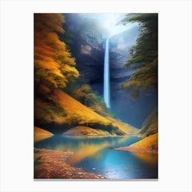 Waterfall In Autumn 7 Canvas Print