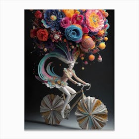 Flower Girl On A Bicycle Canvas Print