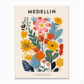 Flower Market Poster Medellin Colombia Canvas Print