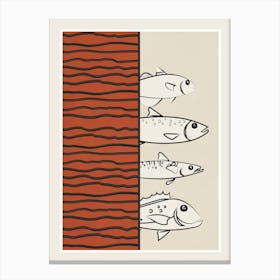 Abstract Fishes On A Wave 1 Canvas Print