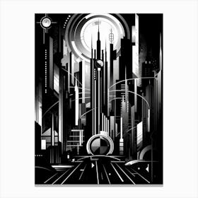 Metropolis Abstract Black And White 8 Canvas Print