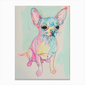 Chihuahua Dog Pastel Line Illustration  1 Canvas Print