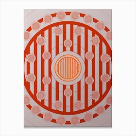 Geometric Abstract Glyph Circle Array in Tomato Red n.0009 Canvas Print
