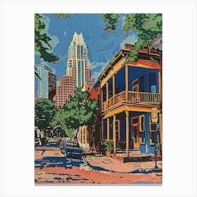 Rainey Street Historic District Austin Texas Colourful Blockprint 3 Canvas Print