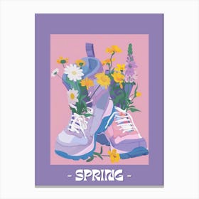 Spring Poster Retro Sneakers With Flowers 90s 3 Canvas Print