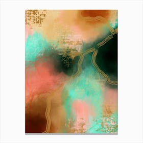 Luxury Green Agathe Gold Abstract Art Canvas Print