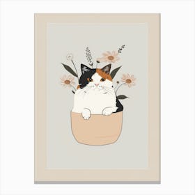 Cat In A Pot 4 Canvas Print