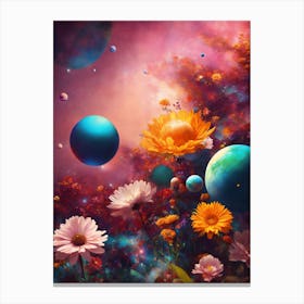 Flowers And Planets Canvas Print