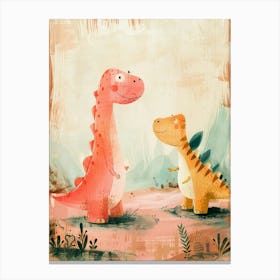 Watercolour Storybook Dinosaur Friends Painting Canvas Print