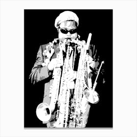 Rahsaan Roland Kirk Jazz multi-instrumentalist Black White Canvas Print