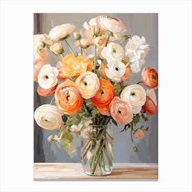 Ranunculus Flower Still Life Painting 2 Dreamy Canvas Print