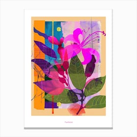 Fuchsia 3 Neon Flower Collage Poster Canvas Print