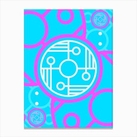 Geometric Glyph in White and Bubblegum Pink and Candy Blue n.0011 Canvas Print