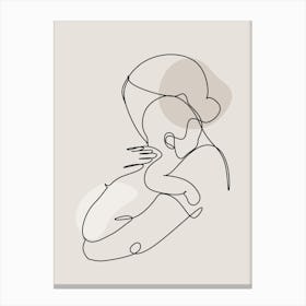 One Line Drawing Of A Mother And Baby Canvas Print