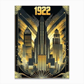 Aihrgdesign A Vintage Poster Showcasing Art Deco Architecture 492866ee 6d8b 4dca A2ba 7418d31721ff 1 Canvas Print