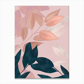 Abstract Leaves On A Pink Background Canvas Print