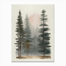 Watercolor Pine Trees, Mountain Canvas Print