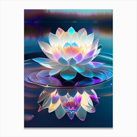 Blooming Lotus Flower In Lake Holographic 6 Canvas Print
