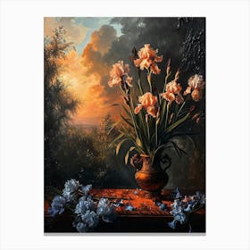Baroque Floral Still Life Iris 1 Canvas Print