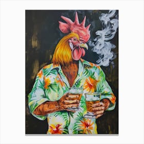 Animal Party: Crumpled Cute Critters with Cocktails and Cigars Rooster 8 Canvas Print