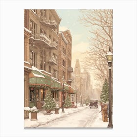 Vintage Winter Illustration Chicago Usa 3 Canvas Print