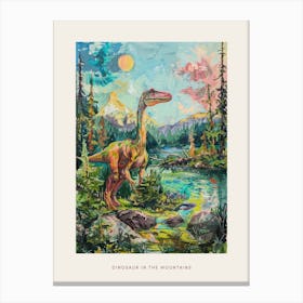 Dinosaur In The Mountains Landscape Painting 3 Poster Canvas Print