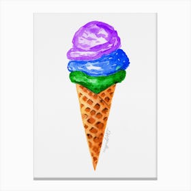 Ice Cream Cone Watercolor Artwork 1 Canvas Print