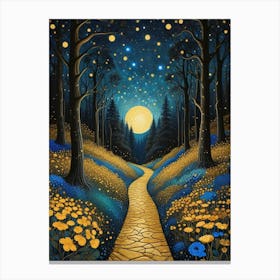 Starry Night Forest By Klimt Style (9) Canvas Print