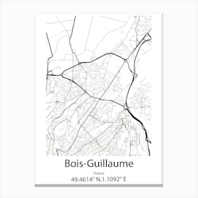 Bois Guillaume,France Minimalist Map Canvas Print